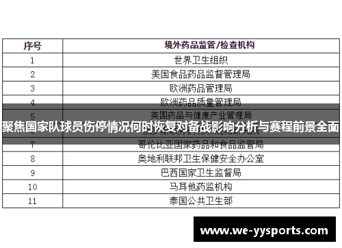 聚焦国家队球员伤停情况何时恢复对备战影响分析与赛程前景全面 聚焦国家队球员伤停情况何时恢复对备战影响分析与赛程前景全面